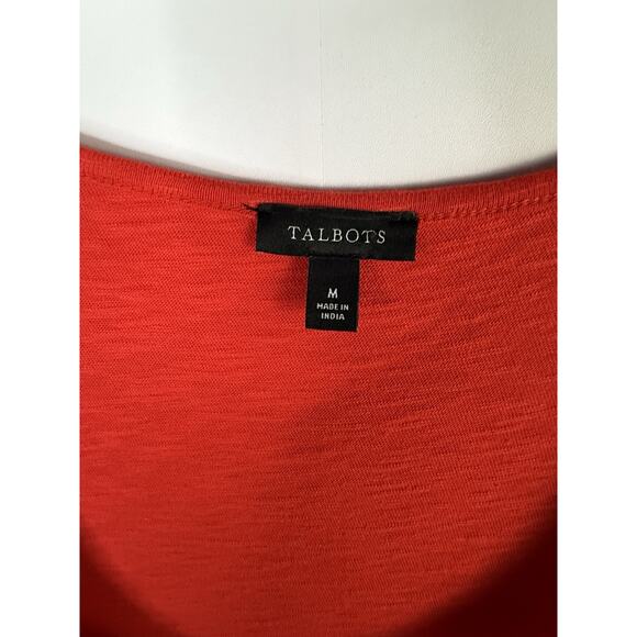 Talbots Sz m Red Sleeveless Midi Tank Dress Side Tie Eyelet Lace 100% Cotton - Picture 3 of 10